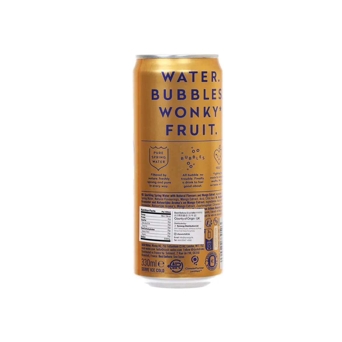DASH 0 Calorie Sparkling Water Infused with Wonky - Mangoes  (330mL)