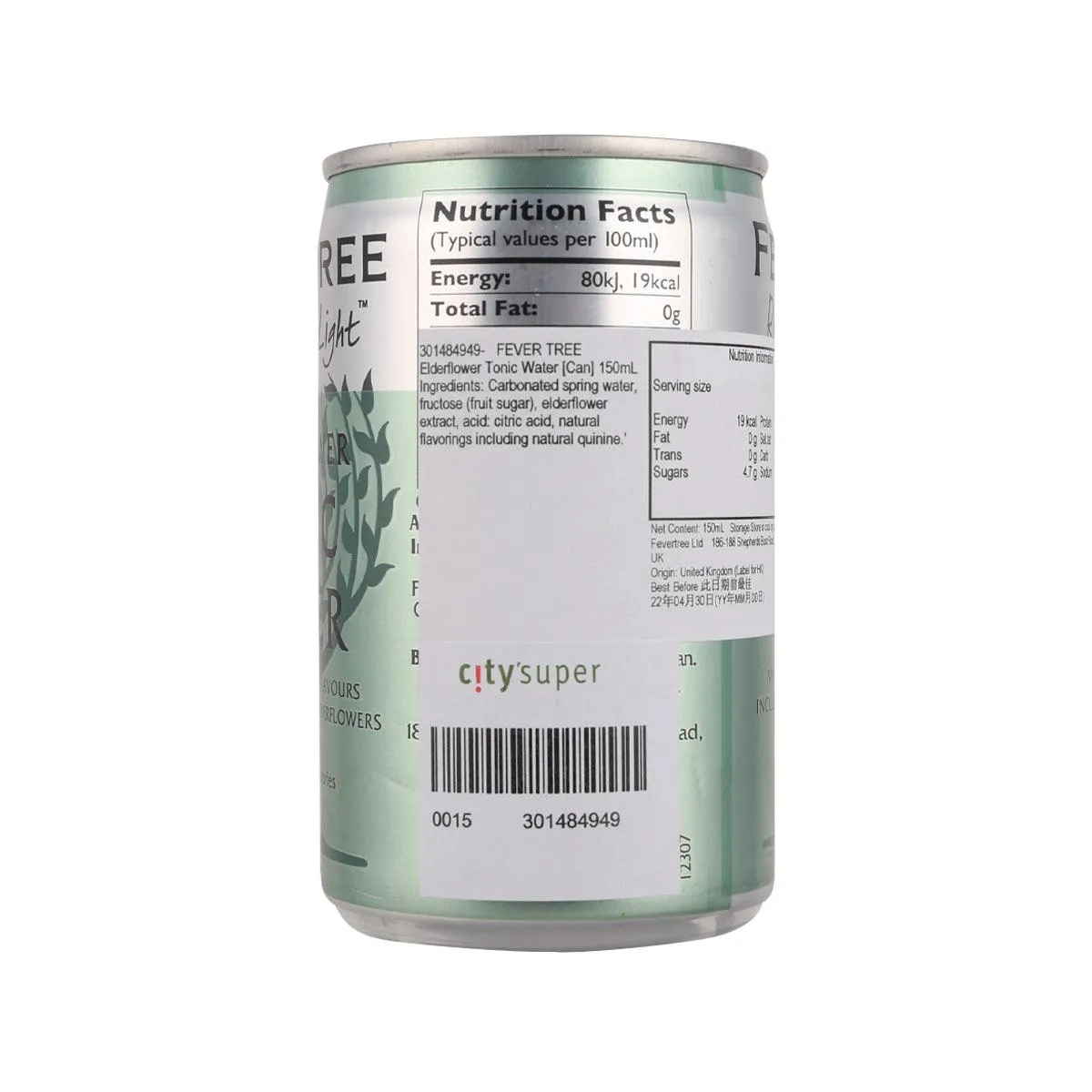 FEVER TREE Elderflower Tonic Water [Can]  (150mL)
